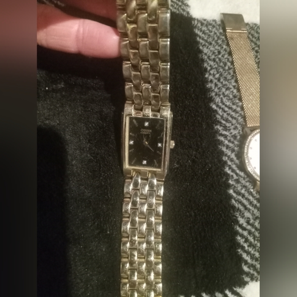 Citizen Gold-Tone Bracelet Watch with Black Dial and Crystal Markers